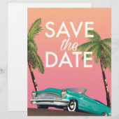 Save the Date Vintage Cabrio Auto Briefhoofd (Voorkant / Achterkant)