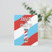 Save the Date Vintage Kapperszaak (Staand voorkant)