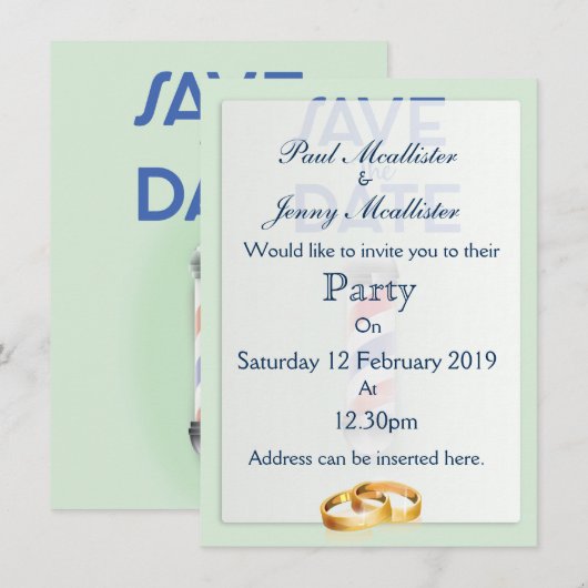 Save the Date Vintage Kapperszaak Kaart (Voorkant / Achterkant)