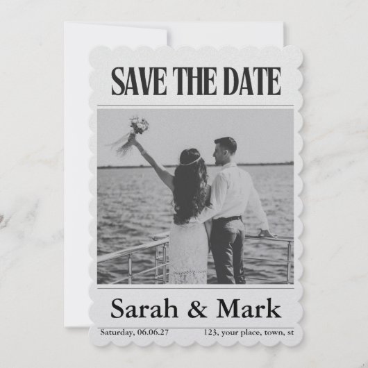 Save the Date vintage krant trending rond (Voorkant)