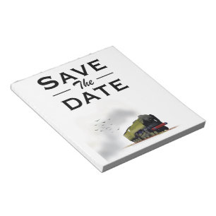 Save the Date vintage locomotief uitnodiging Notitieblok