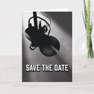 Save the Date vintage microfoon Notitiekaartje