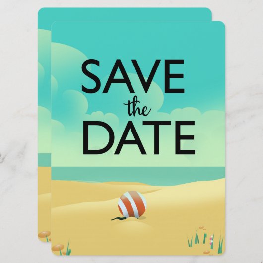 Save the Date Vintage Strand (Voorkant / Achterkant)