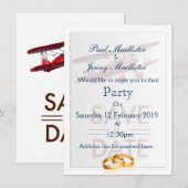 Save the Date vintage tweedekker Kaart (Voorkant / Achterkant)