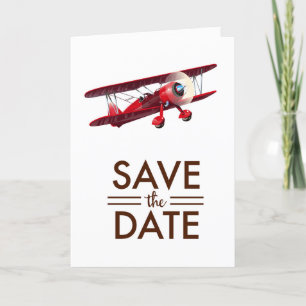 Save the Date vintage tweedekker Notitiekaartje