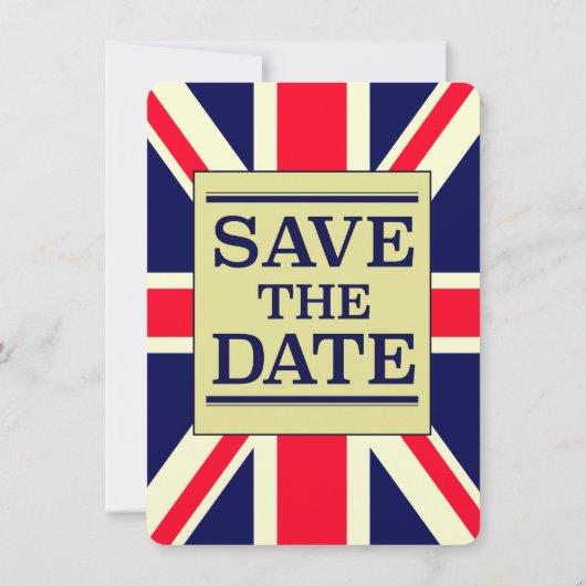 Save the Date Vintage Union jack Kaart (Achterkant)