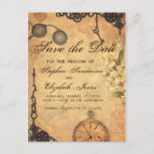 Save The Date Vintage Victoriaanse Steampunk Aankondigingskaart (Voorkant)
