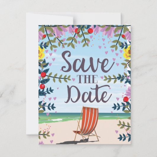 Save The Date Vintage Vintage Strand en Deckstoel (Voorkant)