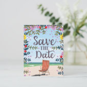 Save The Date Vintage Vintage Strand en Deckstoel (Staand voorkant)