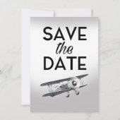 Save the Date Vintage Vliegtuig Kaart (Achterkant)
