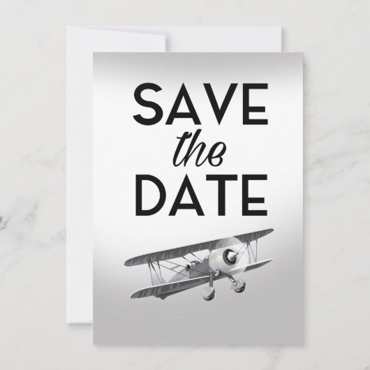 Save the Date Vintage Vliegtuig Kaart (Achterkant)