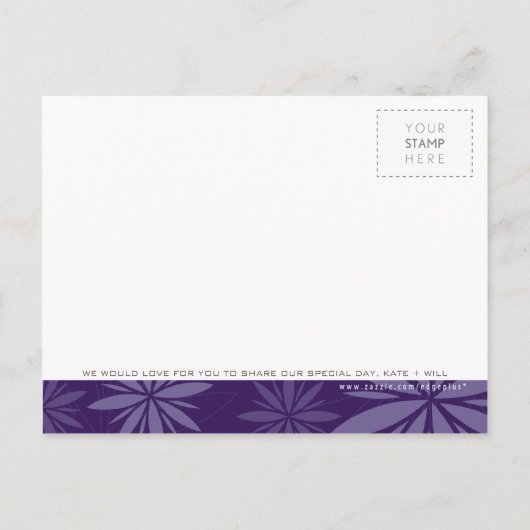 SAVE THE DATE :: vitaliteit paarse Aankondigingskaart (Achterkant)