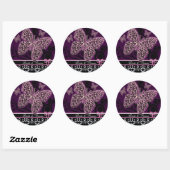 Save the Date Vlinders Swirls Roze Zwart & Wit Ronde Sticker (Vel)