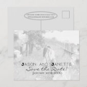 "Save the Date" voor bruiloft + Blk/Whotfoto Briefkaart (Voorkant / Achterkant)