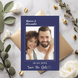 Save the Date voor een moderne trouwfoto in marine