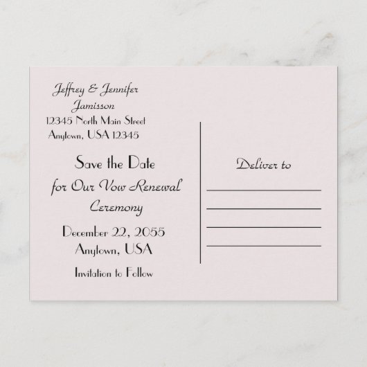 Save the Date Vow Verlengingsceremonie Bord Roze R Aankondigingskaart (Achterkant)