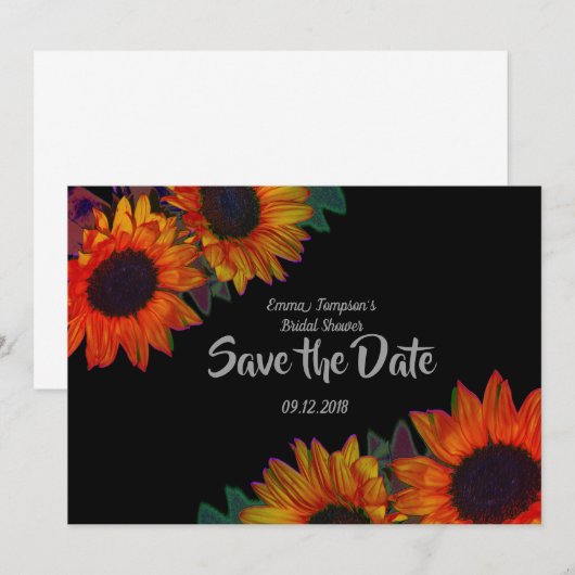 Save the Date, Vrijgezellenfeest Zonnebloemen Save The Date (Voorkant / Achterkant)