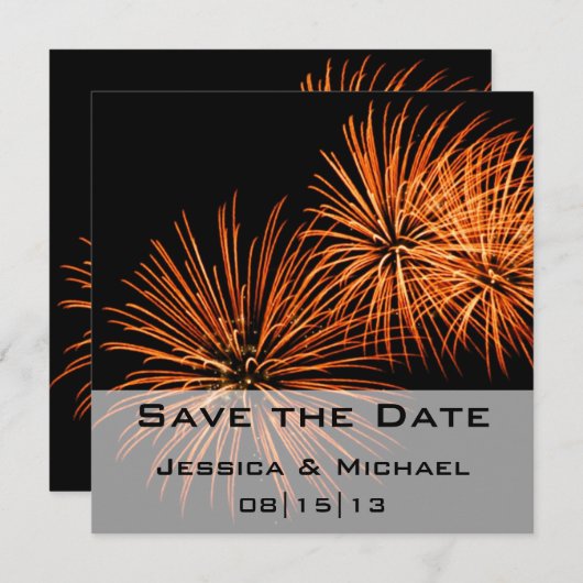Save the Date Vuurwerk 2 Aankondiging (Voorkant / Achterkant)