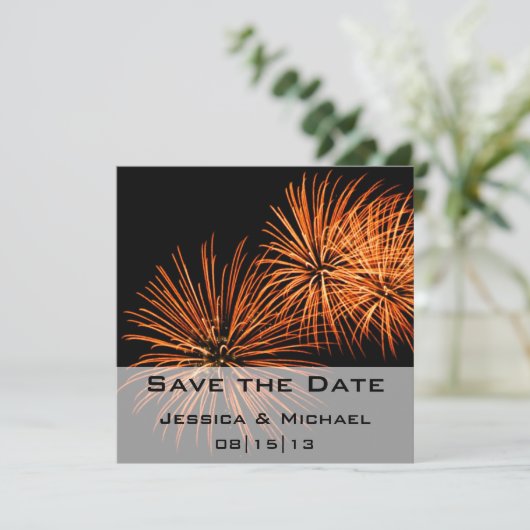 Save the Date Vuurwerk 2 Aankondiging (Staand voorkant)