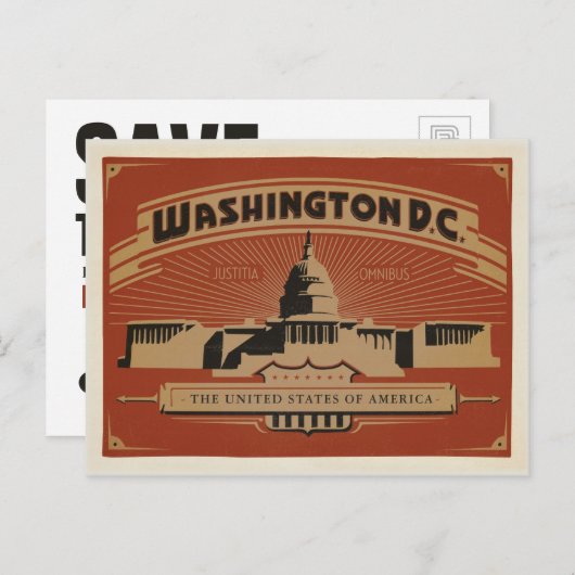 Save the date | Washington, D.C. Aankondigingskaart (Voorkant / Achterkant)