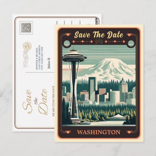 Save the date | Washington Invitation Briefkaart (Voorkant / Achterkant)