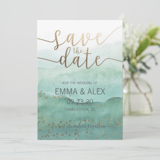 Save the Date Watercolor Uitnodiging (Staand voorkant)