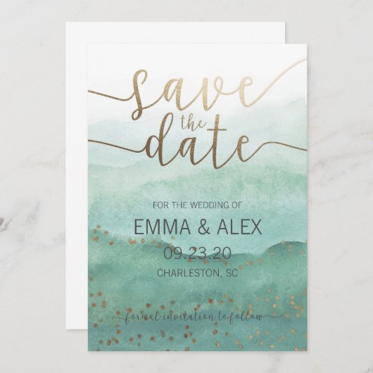 Save the Date Watercolor Uitnodiging (Voorkant / Achterkant)