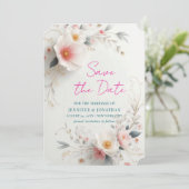 Save The Date Watercolour Aquarell Flowers Script (Staand voorkant)