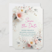 Save The Date Watercolour Aquarell Flowers Script (Voorkant)