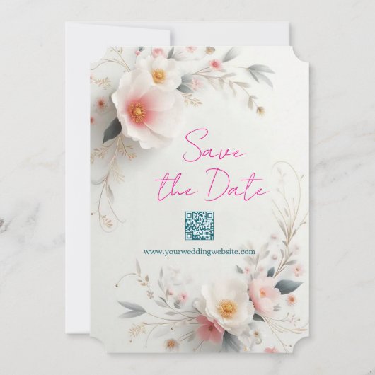 Save The Date Watercolour Aquarell Flowers Script (Achterkant)