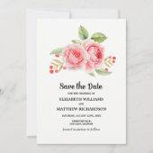 Save the date. Waterverf bloemenbruiloft foto Kaart (Voorkant)