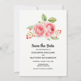 Save the date. Waterverf bloemenbruiloft foto Kaart