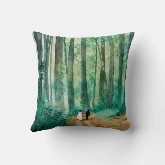 Save The Date Waterverf boslandschap Kussen (Achterkant)