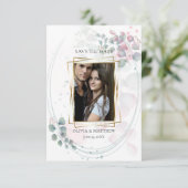 Save the date | Waterverf Eucalyptusolie Kaart (Staand voorkant)