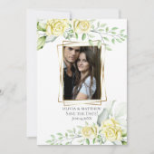 Save the date | Waterverf Ivory Yellow Blush Roos Kaart (Voorkant)