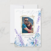 Save the date | Waterverf Lavender - Dusty Blue Kaart (Voorkant)