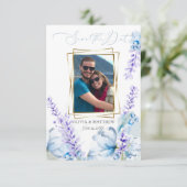 Save the date | Waterverf Lavender - Dusty Blue Kaart (Staand voorkant)