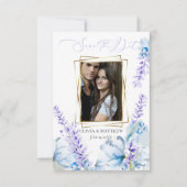 Save the date | Waterverf Lavender - Dusty Blue Kaart (Voorkant)