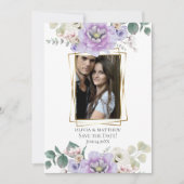 Save the date | Waterverf Lavender Peony Floral Kaart (Voorkant)