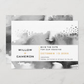 SAVE THE DATE waterverf minimal zwart goud (Voorkant / Achterkant)