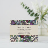 Save The Date waterverf pruim paarse bloemen Briefkaart (Staand voorkant)