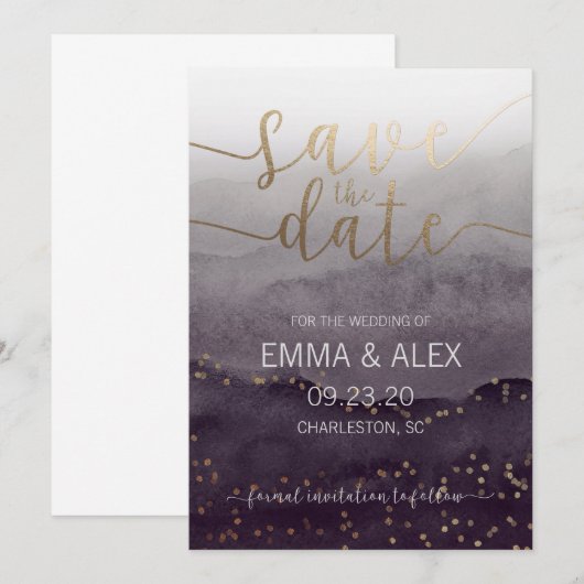 Save the Date Waterverf Uitnodiging (Voorkant / Achterkant)