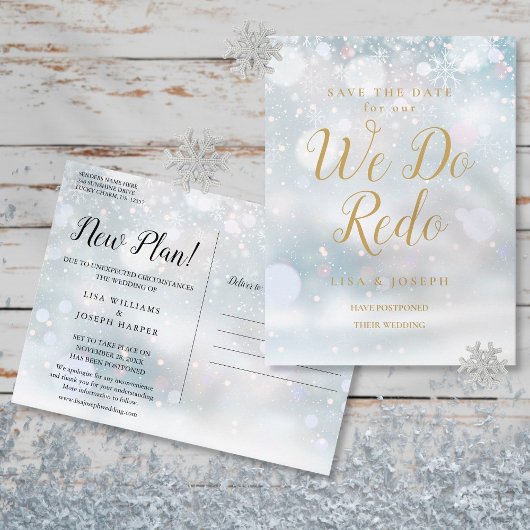 Save the Date We Do Redo Winter Event Goud Schrift Briefkaart