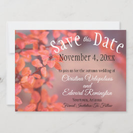 Save The Date Wedding Autumn Leaves Framing Bokeh Aankondiging