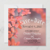 Save The Date Wedding Autumn Leaves Framing Bokeh Aankondiging (Voorkant)