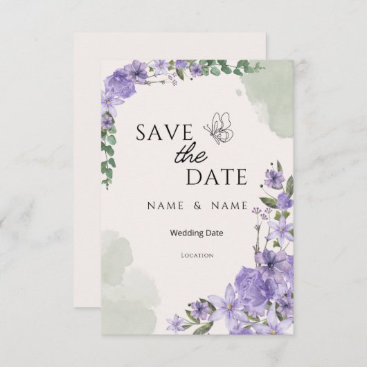 Save the Date Wedding Card (Voorkant / Achterkant)