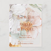 Save the Date Wedding Card | Floral Blush Peach Aankondigingskaart (Voorkant)