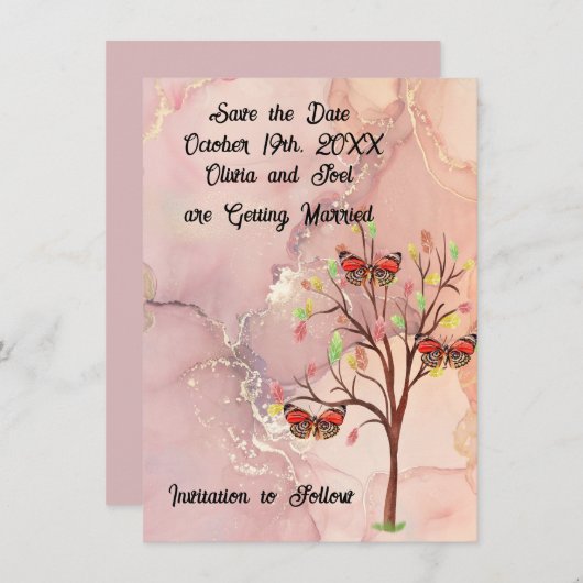 Save the Date Wedding Event Kaart (Voorkant / Achterkant)