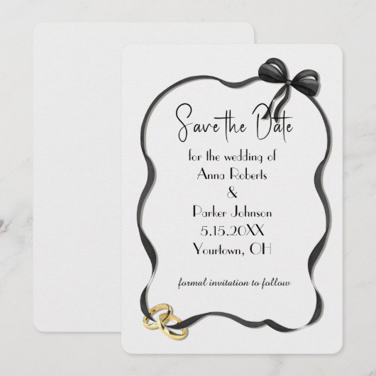 Save the Date Wedding Frame On White Kaart (Voorkant / Achterkant)