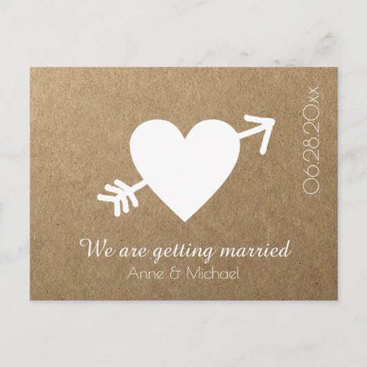Save-the-Date Wedding Heart beroemd gemaakt door A Aankondigingskaart (Voorkant)